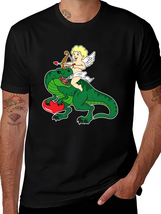 Cupid Riding Dinosaur T-Shirt - Valentines Day Love Tee