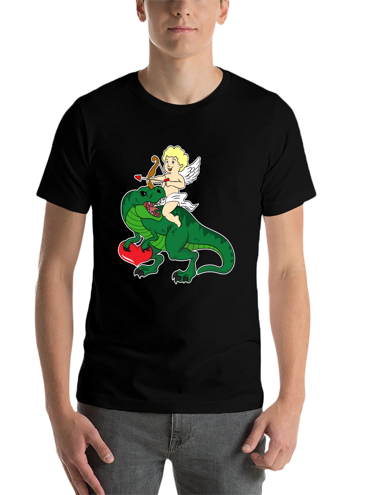 Cupid Riding Dinosaur T-Shirt - Valentines Day Love Tee