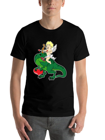 Cupid Riding Dinosaur T-Shirt - Valentines Day Love Tee
