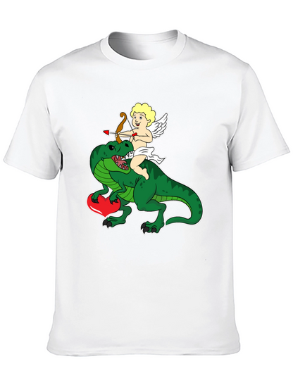 Cupid Riding Dinosaur T-Shirt - Valentines Day Love Tee