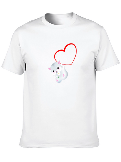 Cute Hamster Heart Graphic Black T-Shirt
