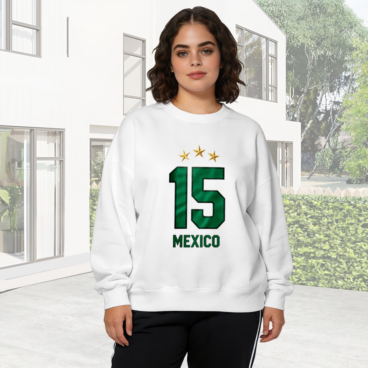 Mexico 15 Number Star Sport Style Crewneck Sweatshirt