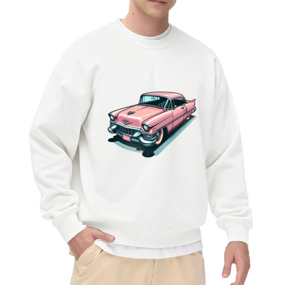 Vintage Pink Classic Retro Car Cartoon Art Crewneck Sweatshirt