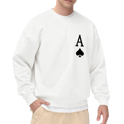 Ace Of Spades Minimal Chest Print Grey Crewneck