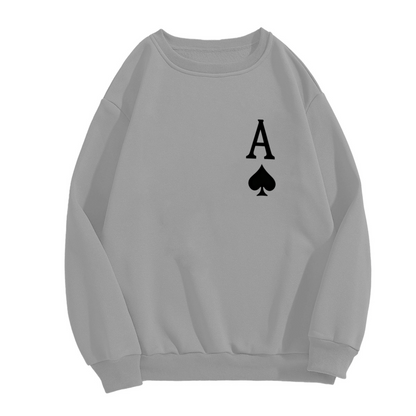 Ace Of Spades Minimal Chest Print Grey Crewneck