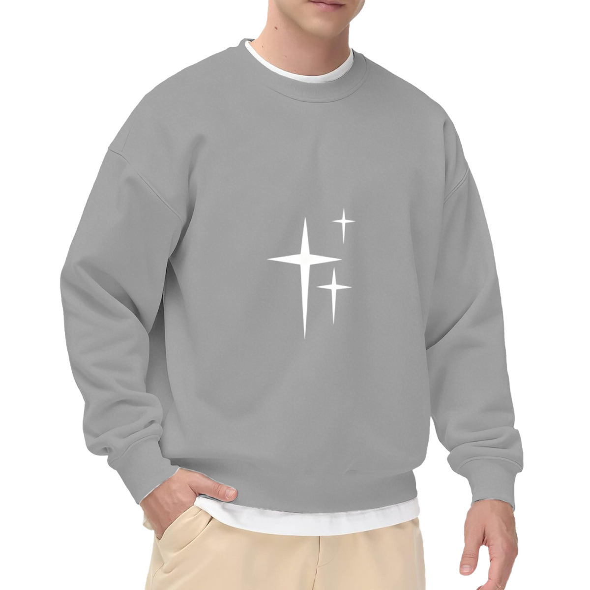 Minimal Four-Pointed Star Simple Crewneck Sweatshirt
