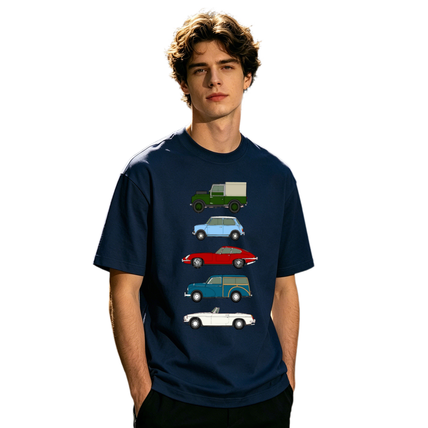 Men's Classic Vintage British Retro Cars Collection Graphic Tee