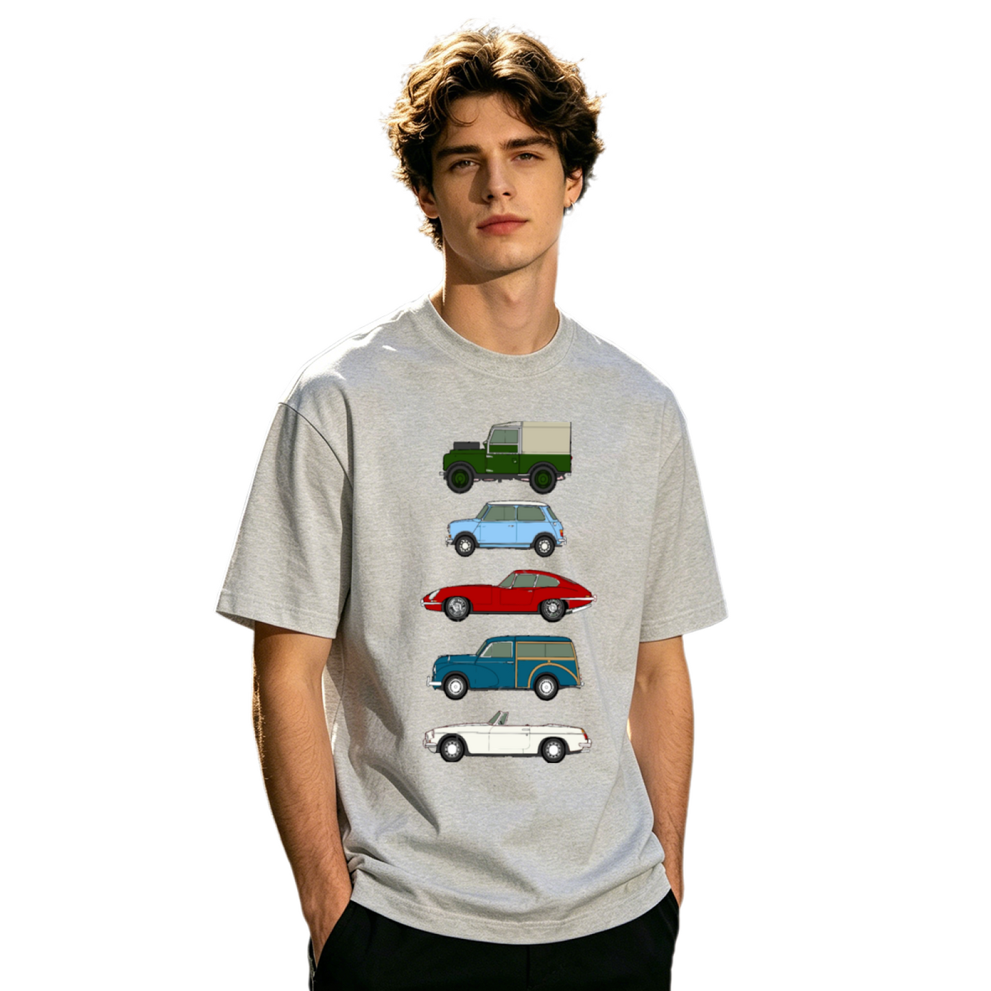 Men's Classic Vintage British Retro Cars Collection Graphic Tee