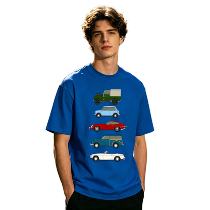 Men's Classic Vintage British Retro Cars Collection Graphic Tee
