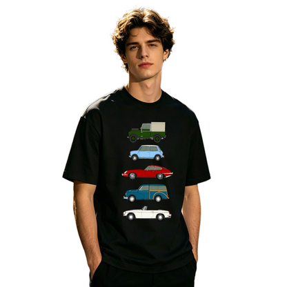 Men's Classic Vintage British Retro Cars Collection Graphic Tee