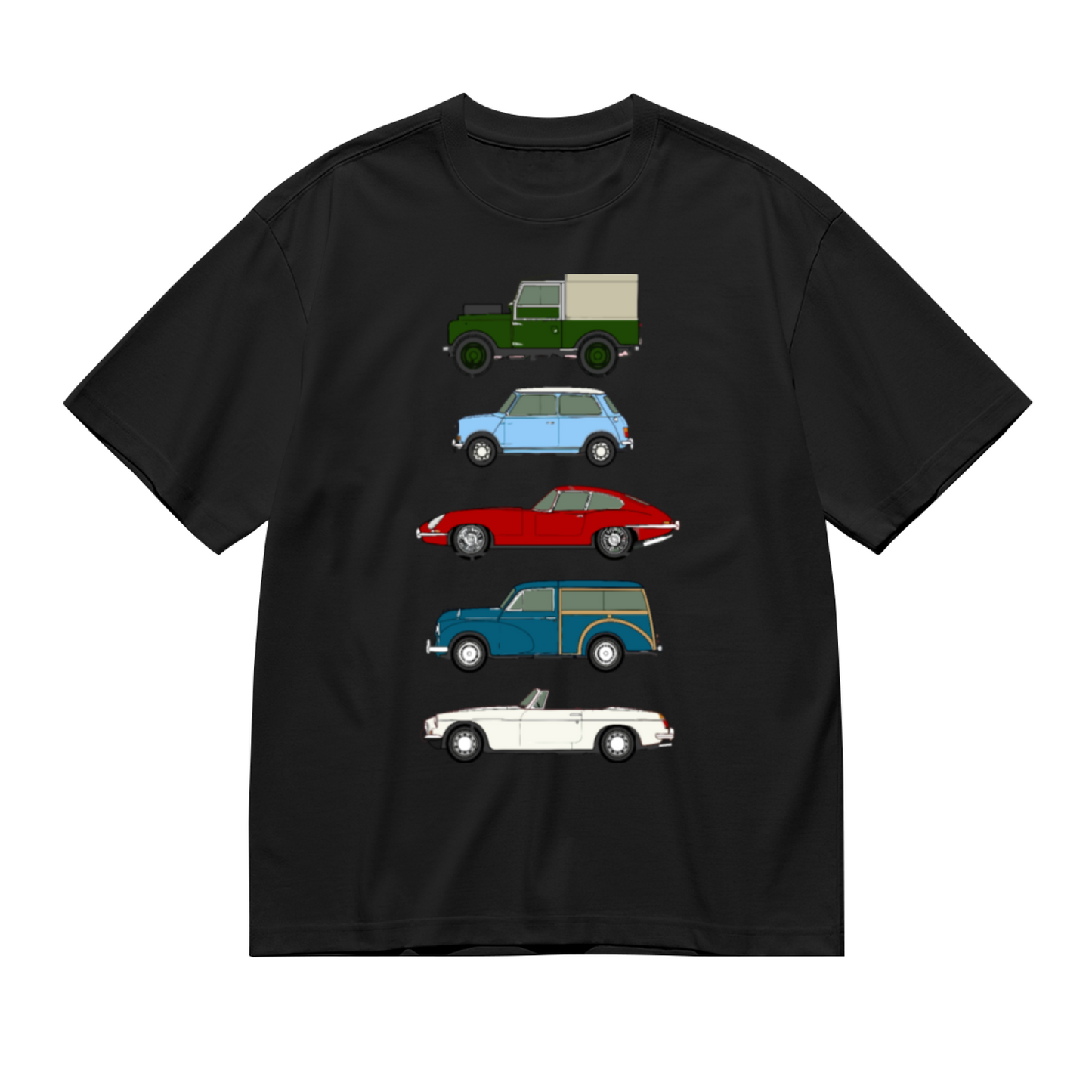 Men's Classic Vintage British Retro Cars Collection Graphic Tee