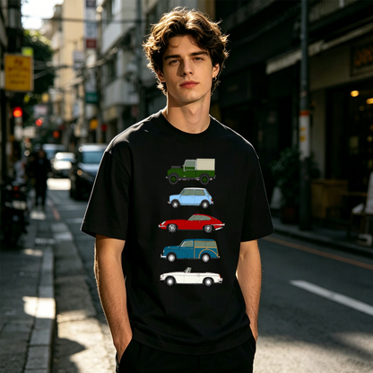 Men's Classic Vintage British Retro Cars Collection Graphic Tee
