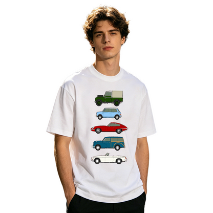 Men's Classic Vintage British Retro Cars Collection Graphic Tee