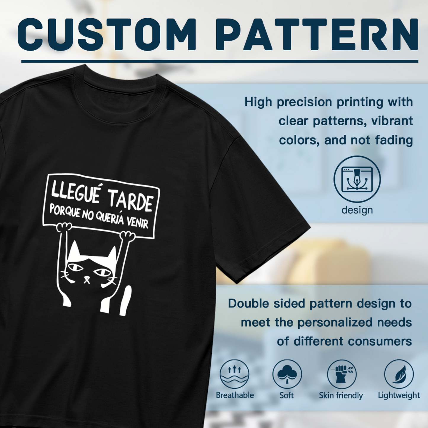 Funny Spanish Sassy Black Cat Llegué Tarde Meme Tee