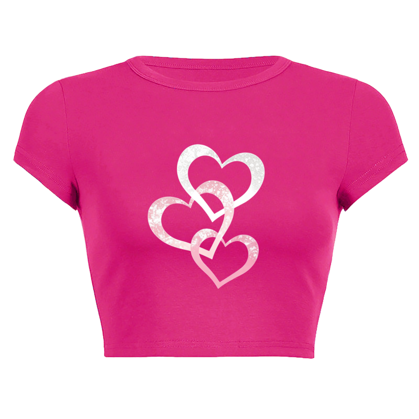 Coquette Triple Interlaced Pink Hearts Y2K Crop Top