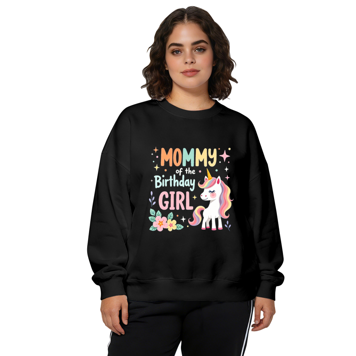 Mommy Of The Birthday Girl Unicorn Party Crewneck Sweatshirt