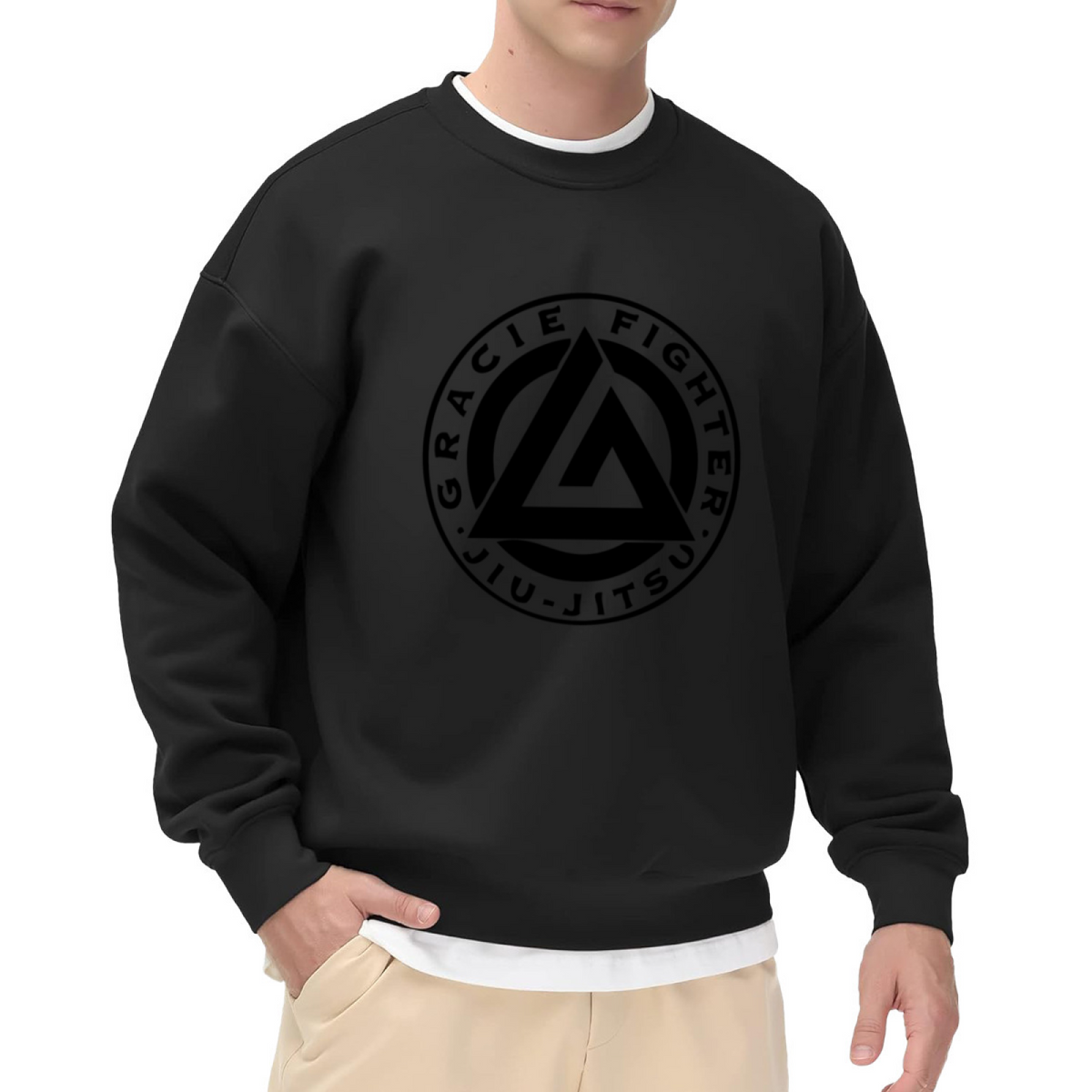Gracie Fighter Jiu?Jitsu Martial Arts Circle Logo Crewneck Sweatshirt