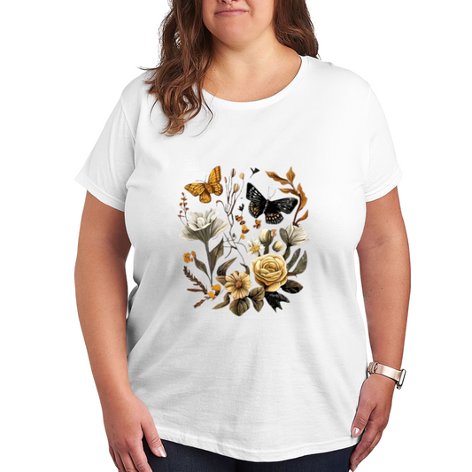 Vintage Wildflower Dual Butterfly Cottagecore Tee