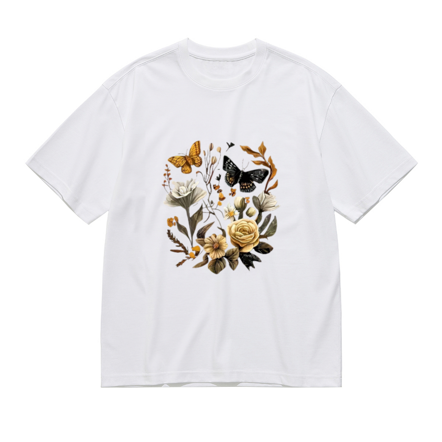 Vintage Wildflower Dual Butterfly Cottagecore Tee