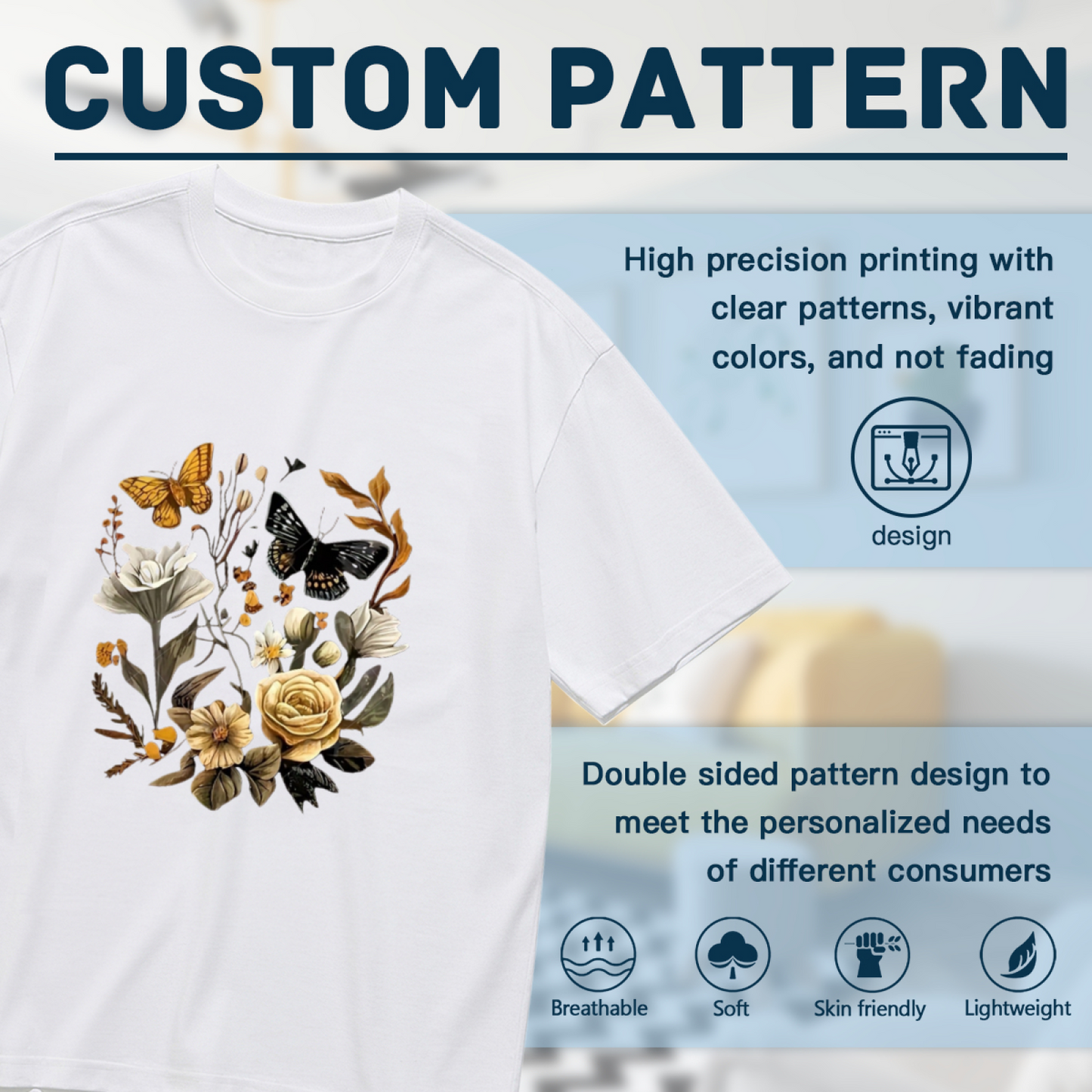 Vintage Wildflower Dual Butterfly Cottagecore Tee