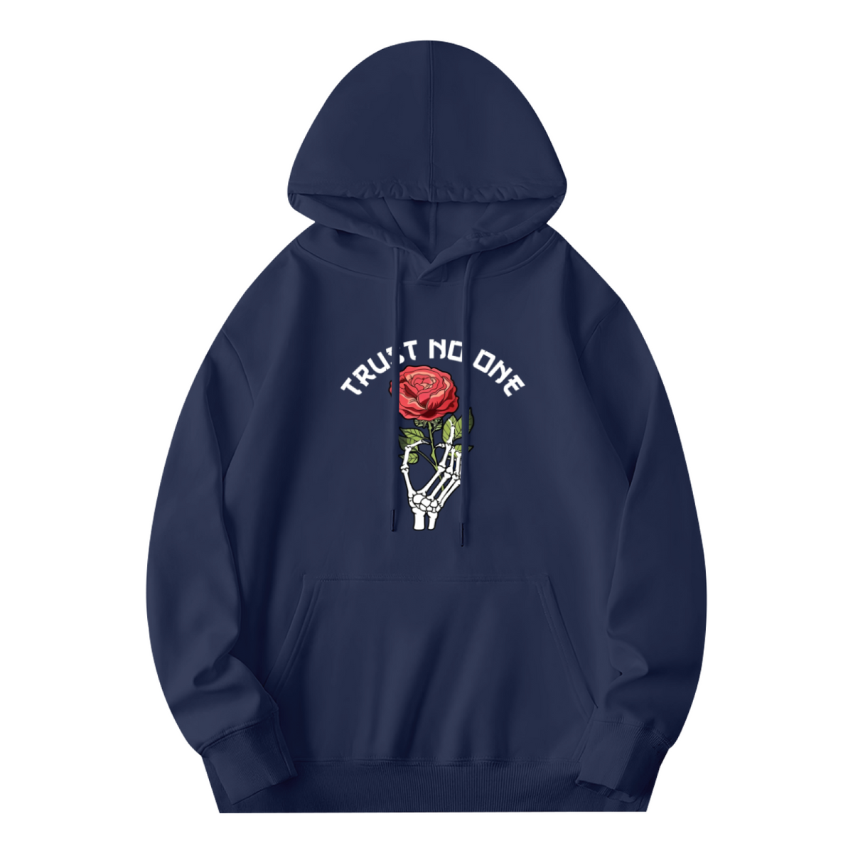 Trust No One Skeleton Hand Red Rose Edgy Street Hoodie