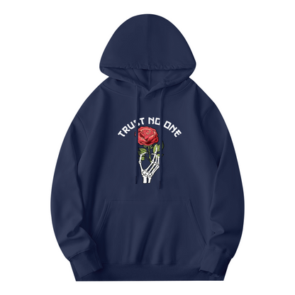 Trust No One Skeleton Hand Red Rose Edgy Street Hoodie