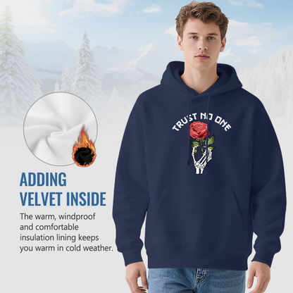 Trust No One Skeleton Hand Red Rose Edgy Street Hoodie