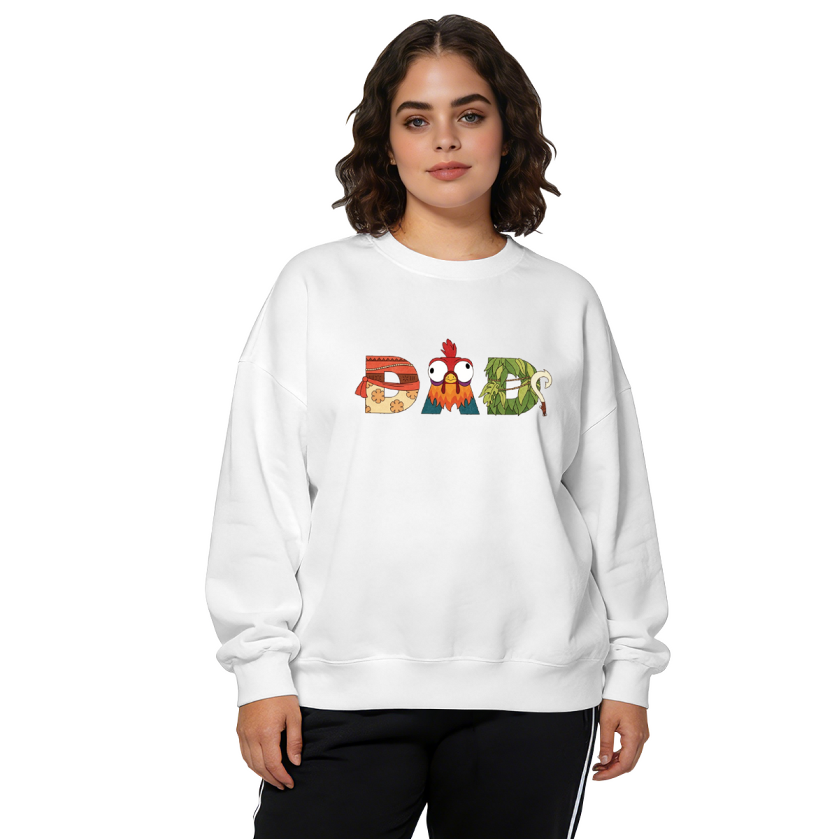 Tropical Rooster DAD Letter Art Crewneck Sweatshirt