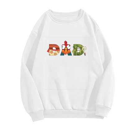 Tropical Rooster DAD Letter Art Crewneck Sweatshirt