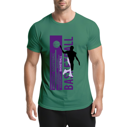 Modern Dunk Basketball Silhouette Sports Graphic T-Shirt