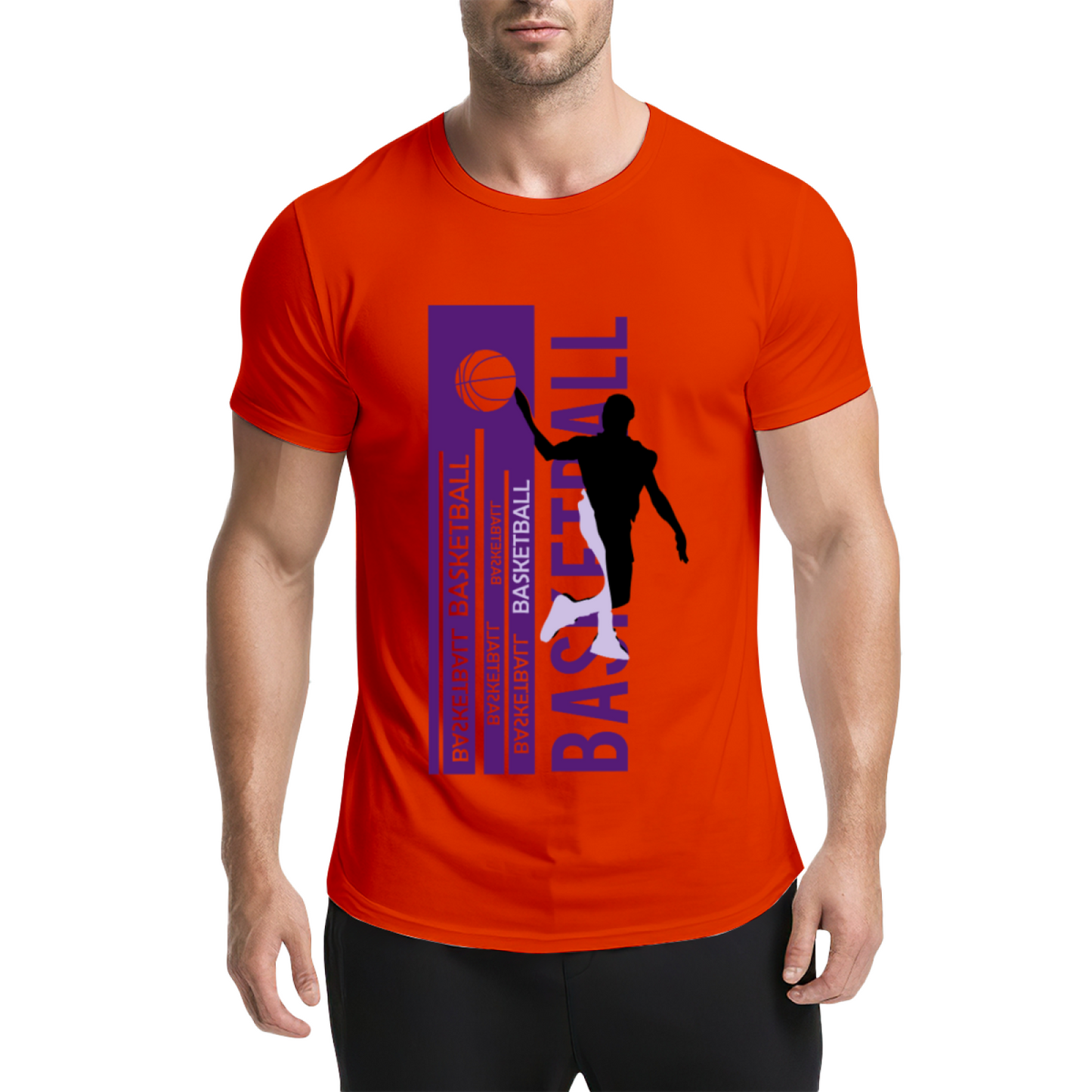 Modern Dunk Basketball Silhouette Sports Graphic T-Shirt