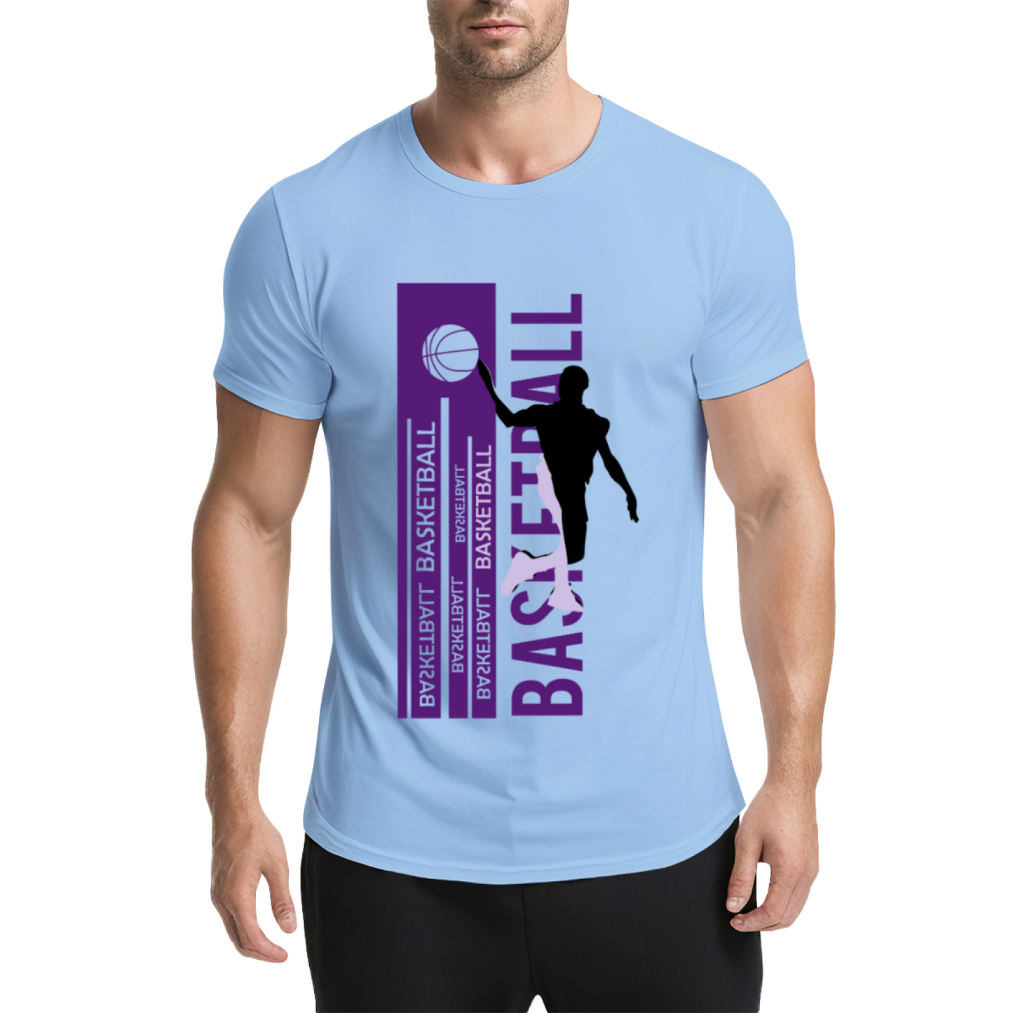 Modern Dunk Basketball Silhouette Sports Graphic T-Shirt