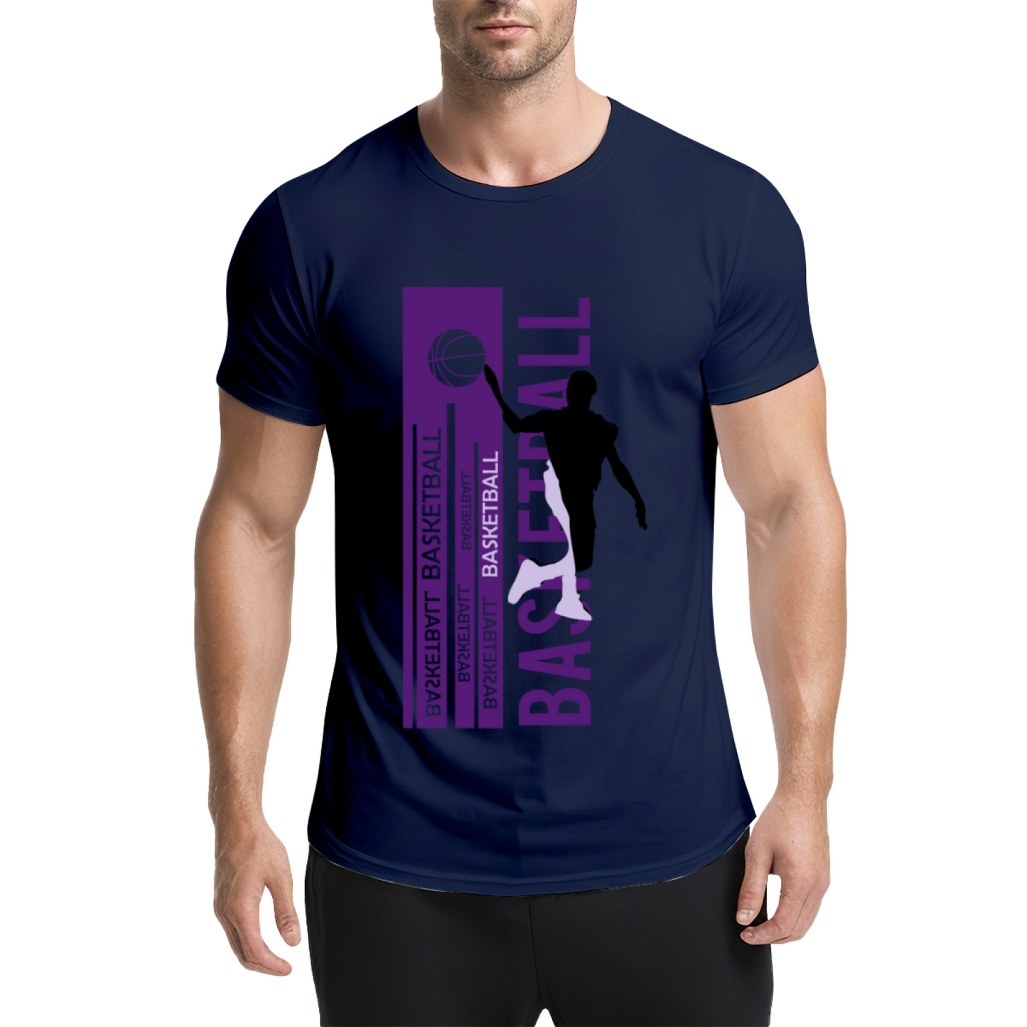 Modern Dunk Basketball Silhouette Sports Graphic T-Shirt