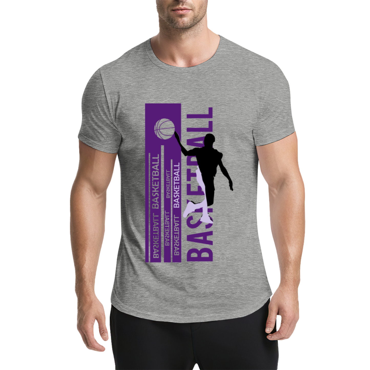 Modern Dunk Basketball Silhouette Sports Graphic T-Shirt