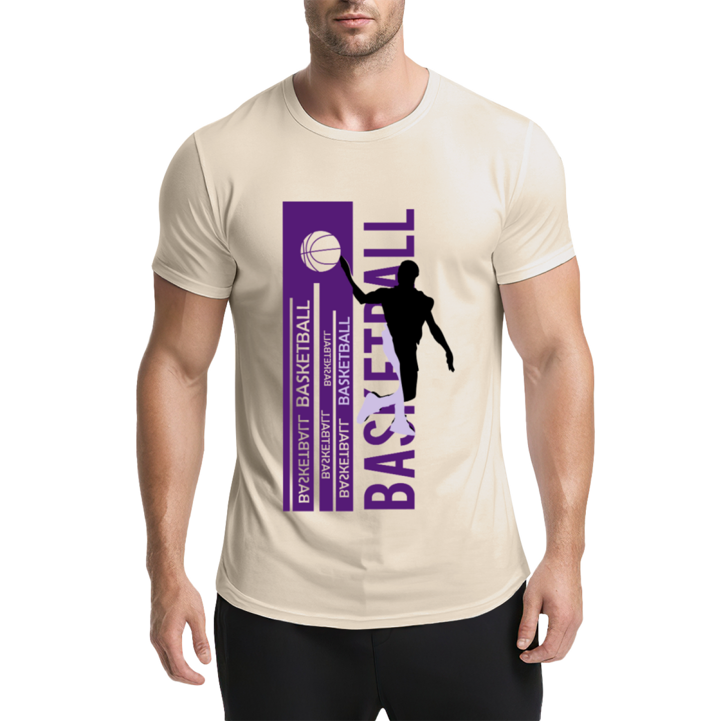 Modern Dunk Basketball Silhouette Sports Graphic T-Shirt