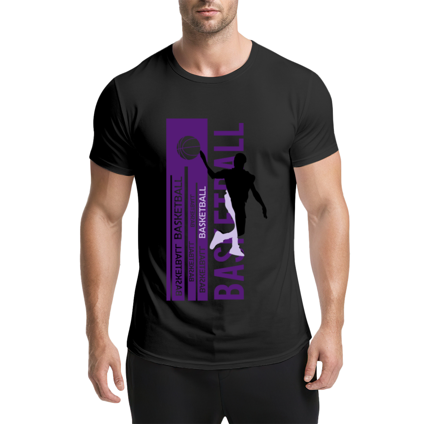Modern Dunk Basketball Silhouette Sports Graphic T-Shirt