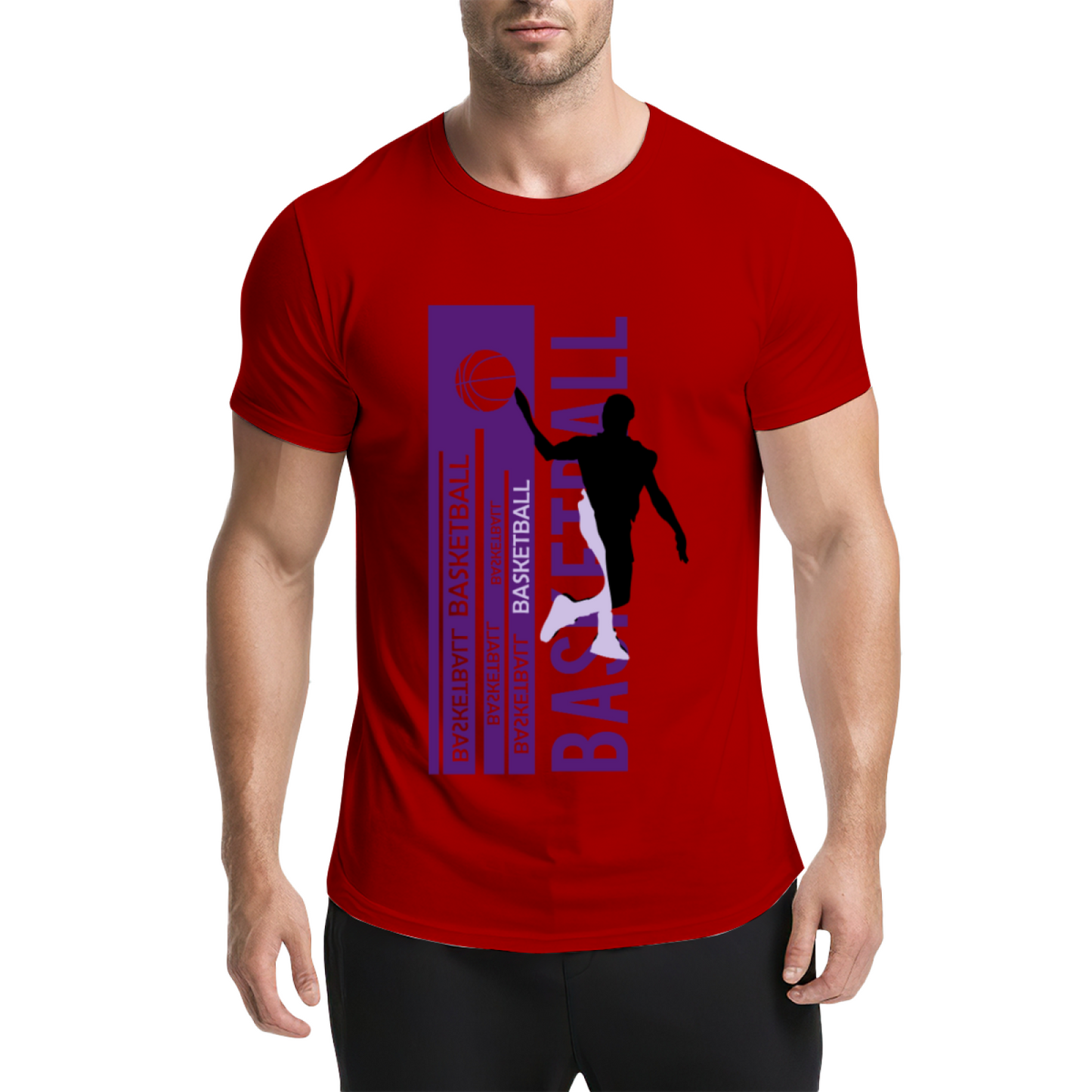 Modern Dunk Basketball Silhouette Sports Graphic T-Shirt