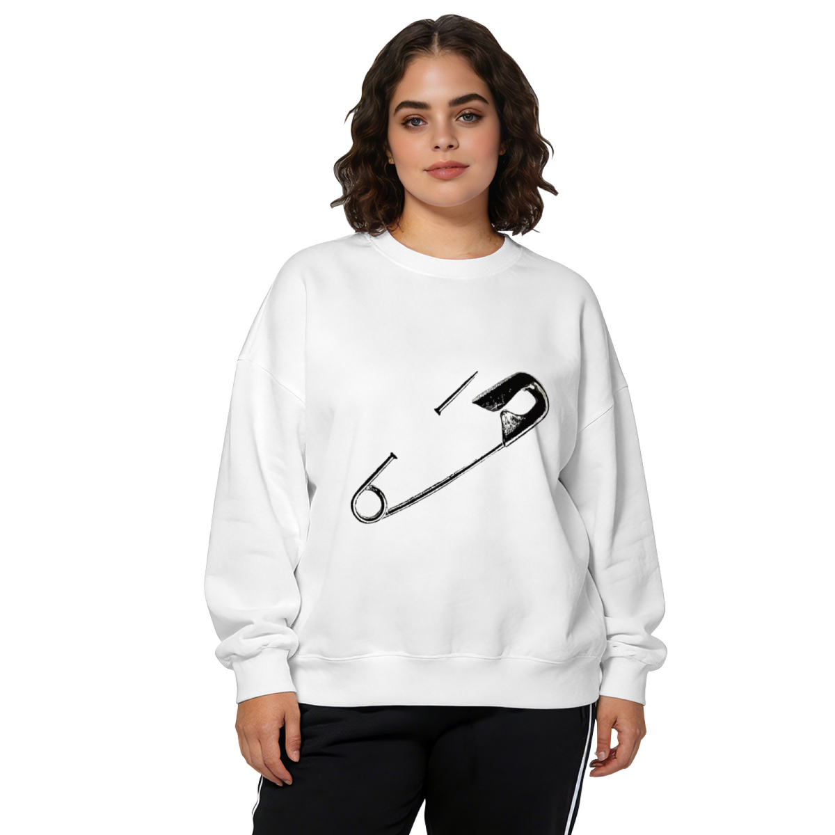 Vintage Broken Safety Pin Sketch?Style Crewneck Sweatshirt