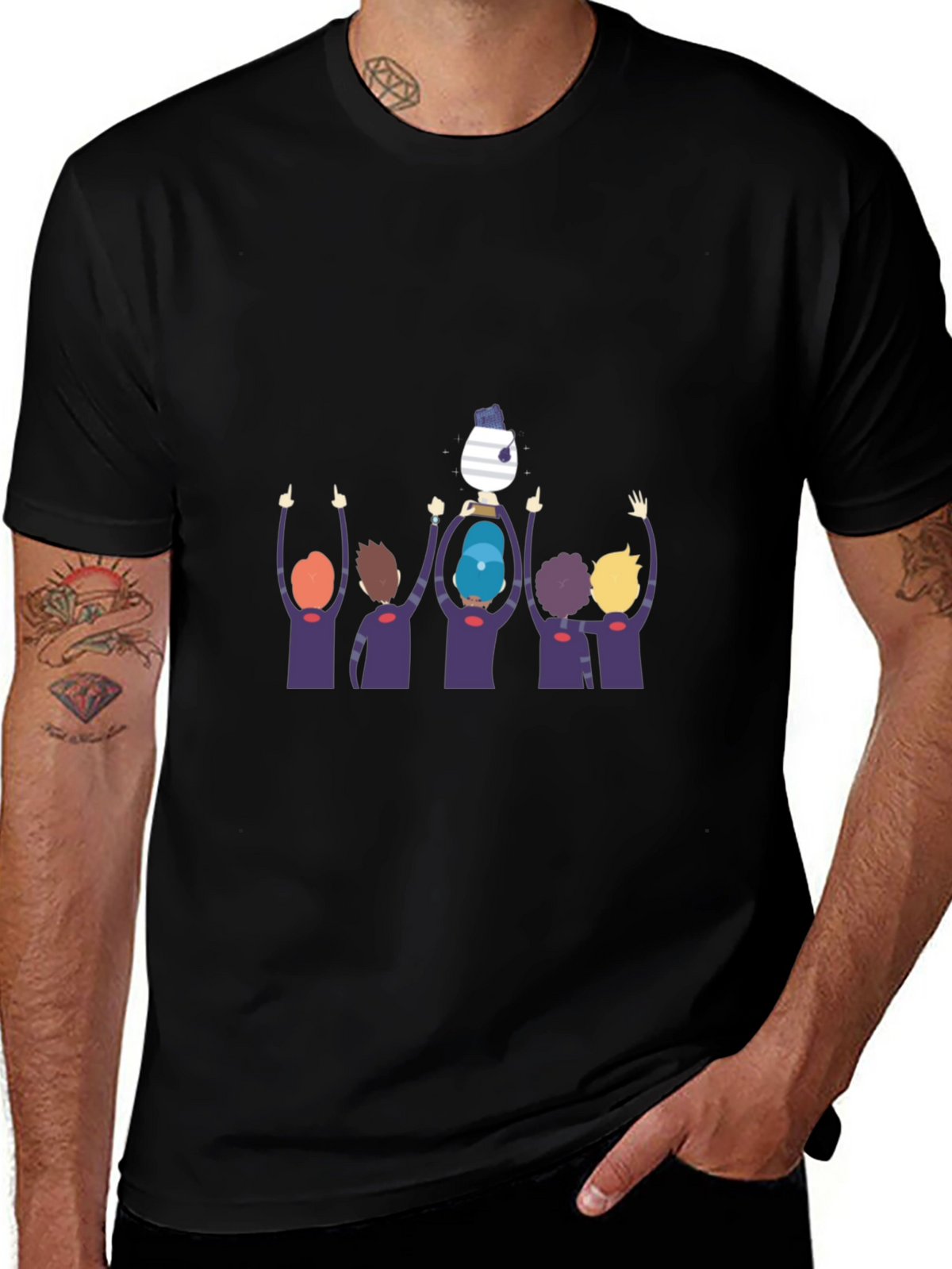 Graphic Tee: Team Celebration Black T-Shirt