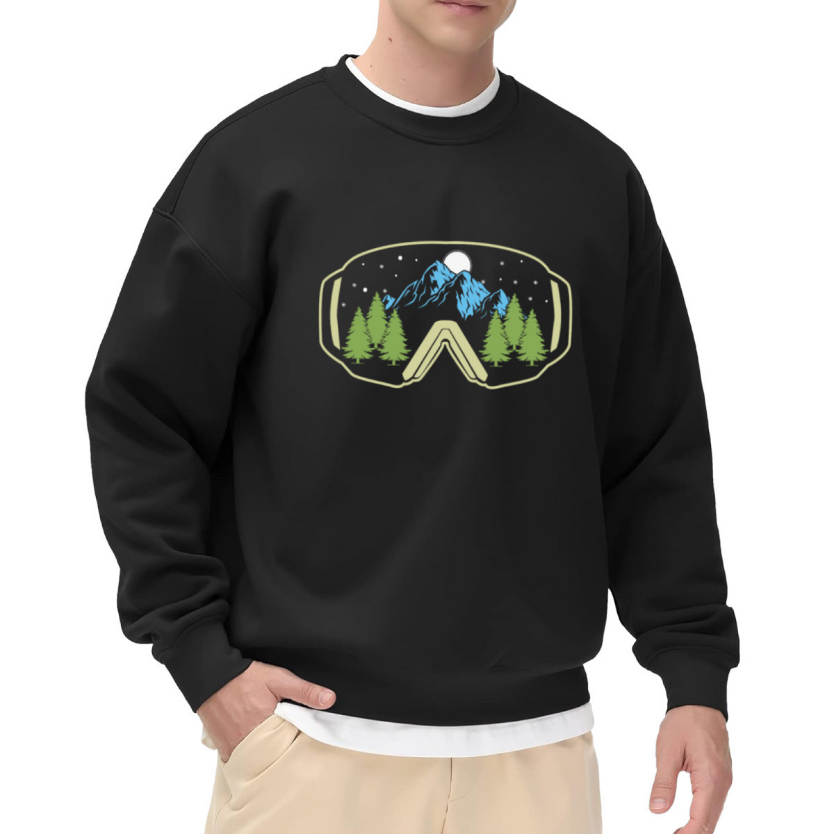 Mountain Ski Goggle Winter Sports Outdoor Crewneck Sweatshirt