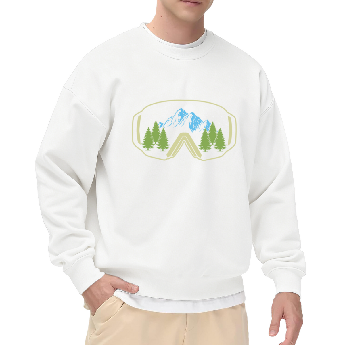Mountain Ski Goggle Winter Sports Outdoor Crewneck Sweatshirt