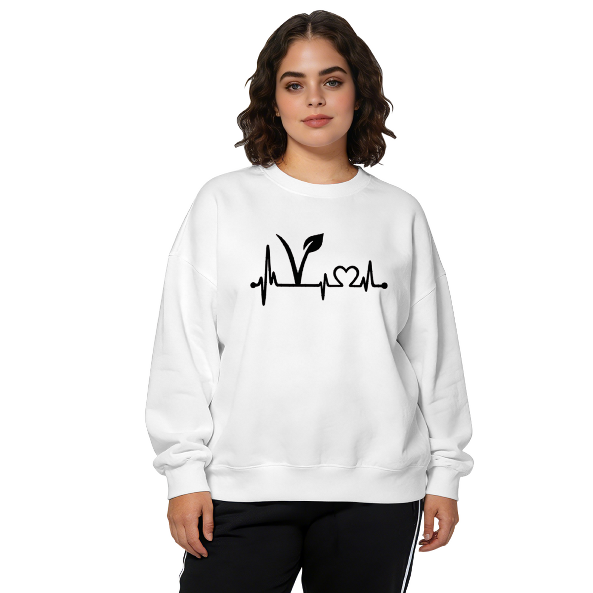 Vegan Plant Heartbeat Minimalist Crewneck Sweatshirt