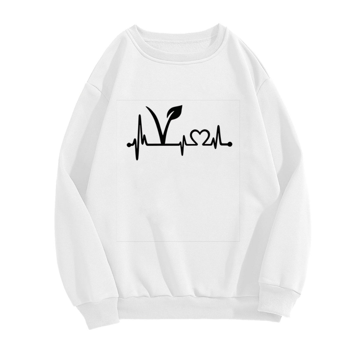 Vegan Plant Heartbeat Minimalist Crewneck Sweatshirt