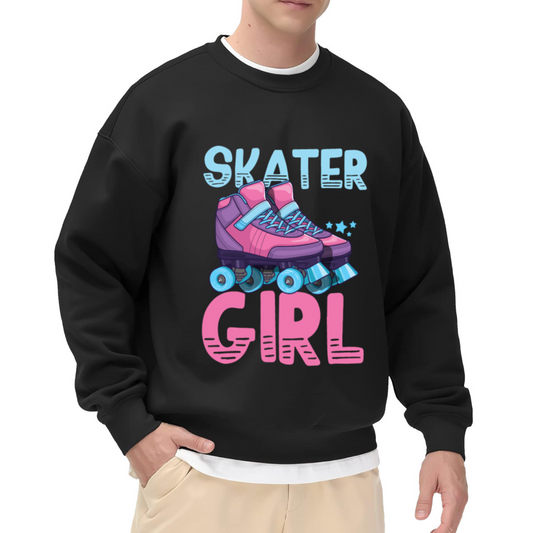 Skater Girl Cute Roller Skate Graphic Crewneck Sweatshirt