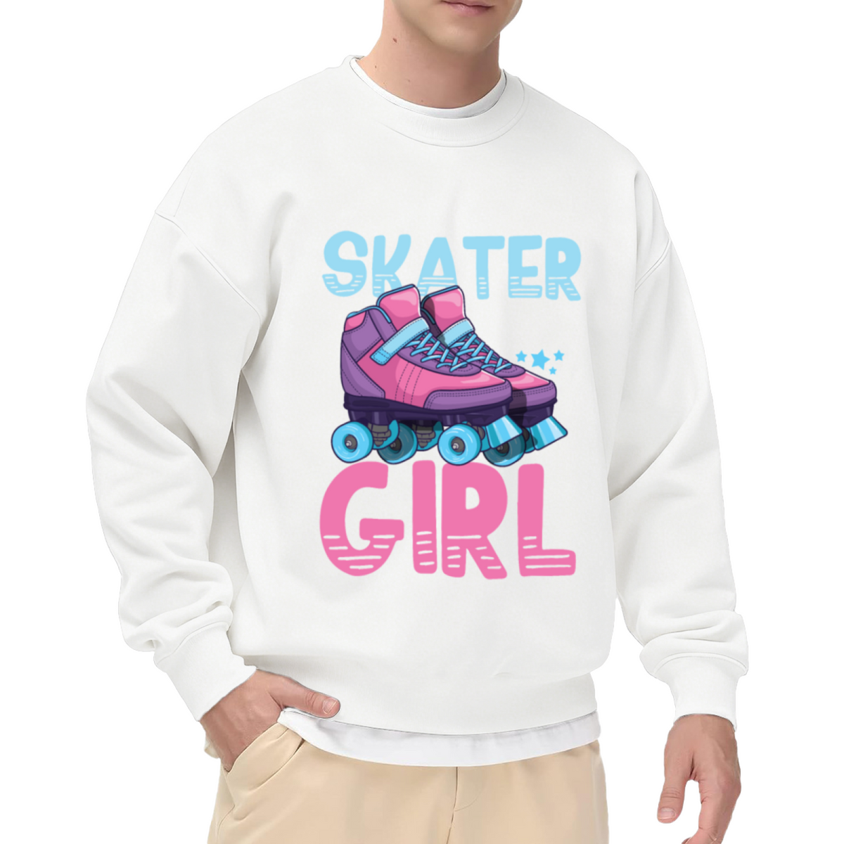 Skater Girl Cute Roller Skate Graphic Crewneck Sweatshirt