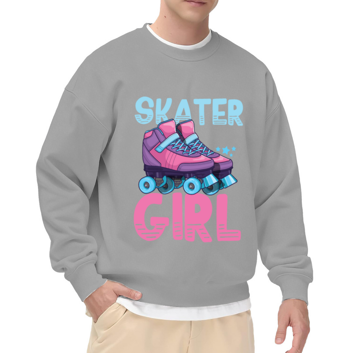Skater Girl Cute Roller Skate Graphic Crewneck Sweatshirt