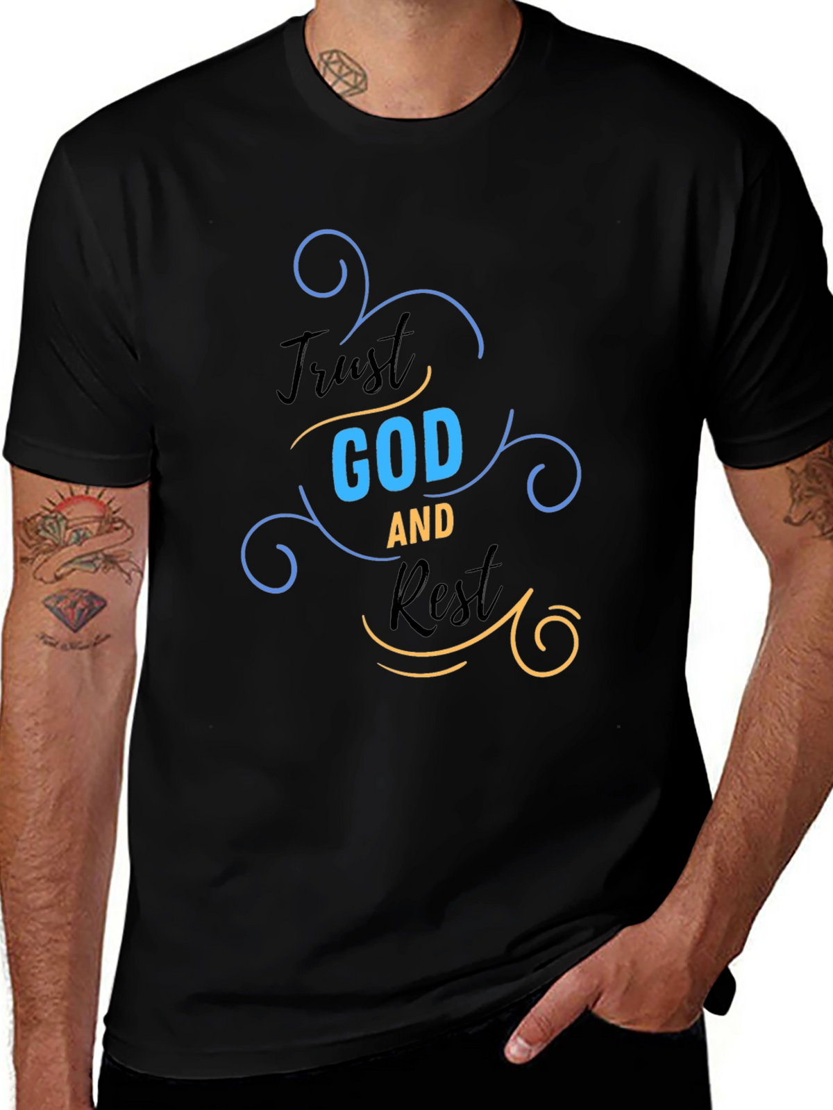 Trust God and Rest Graphic T-Shirt - Religious Apparel