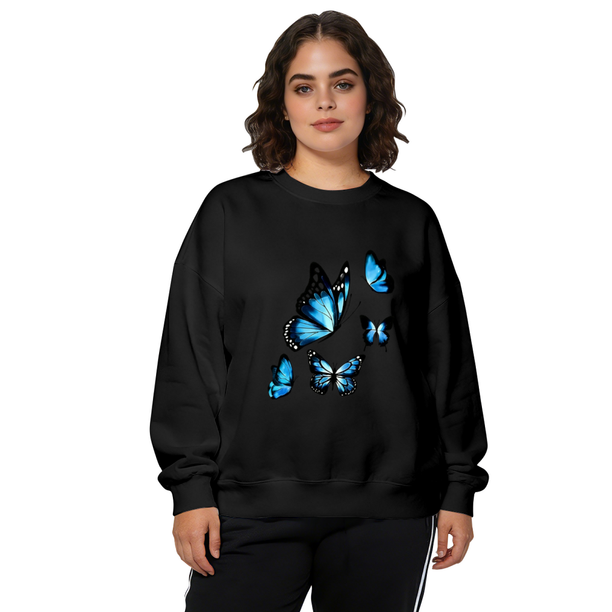 Bright Blue Monarch Butterflies Art Design Crewneck Sweatshirt