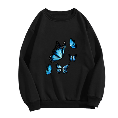 Bright Blue Monarch Butterflies Art Design Crewneck Sweatshirt