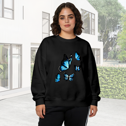 Bright Blue Monarch Butterflies Art Design Crewneck Sweatshirt
